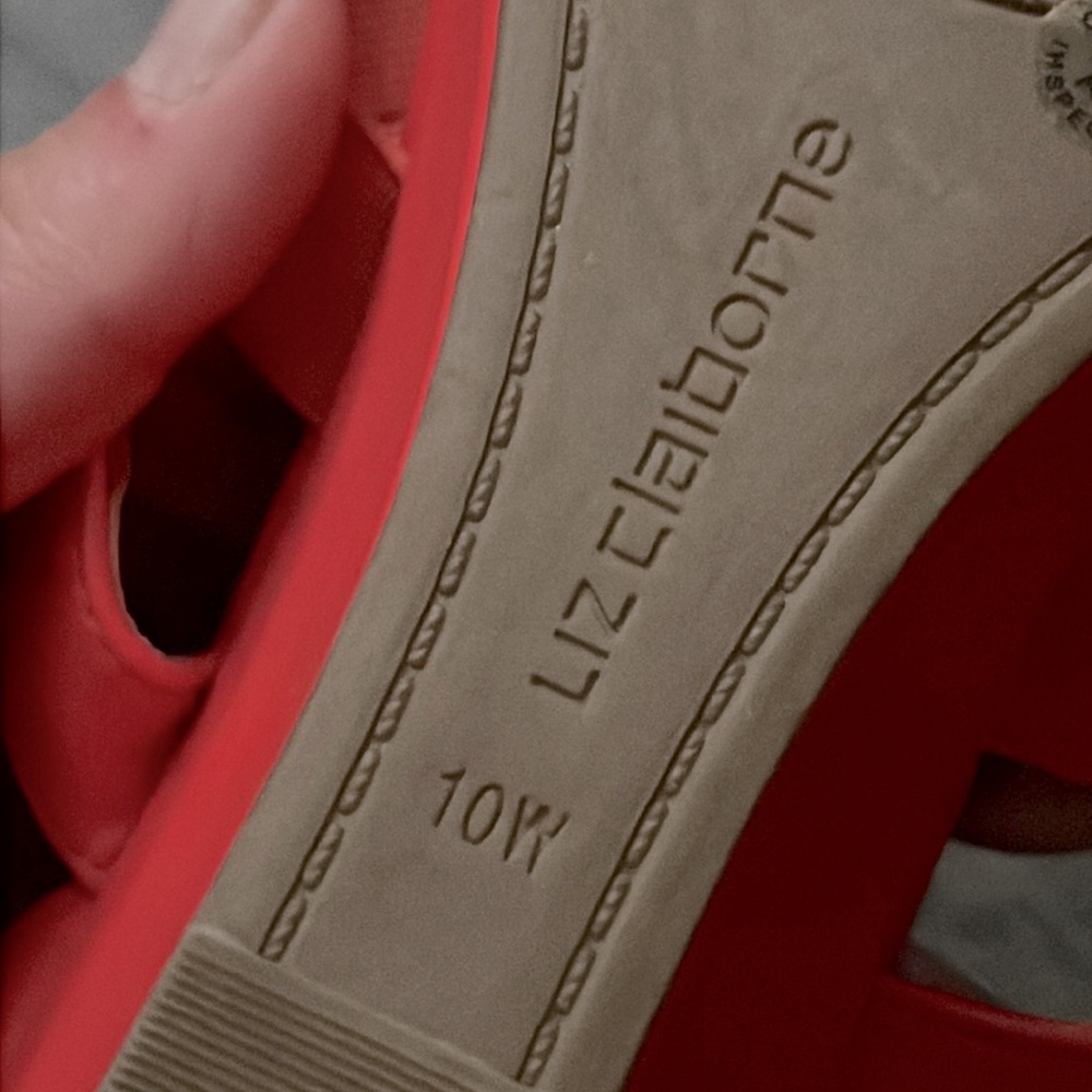 Liz Claiborne Rhodes Coral Wedge Heeled Sandals Women’s Size 10W Zip Closure - Picture 7 of 12